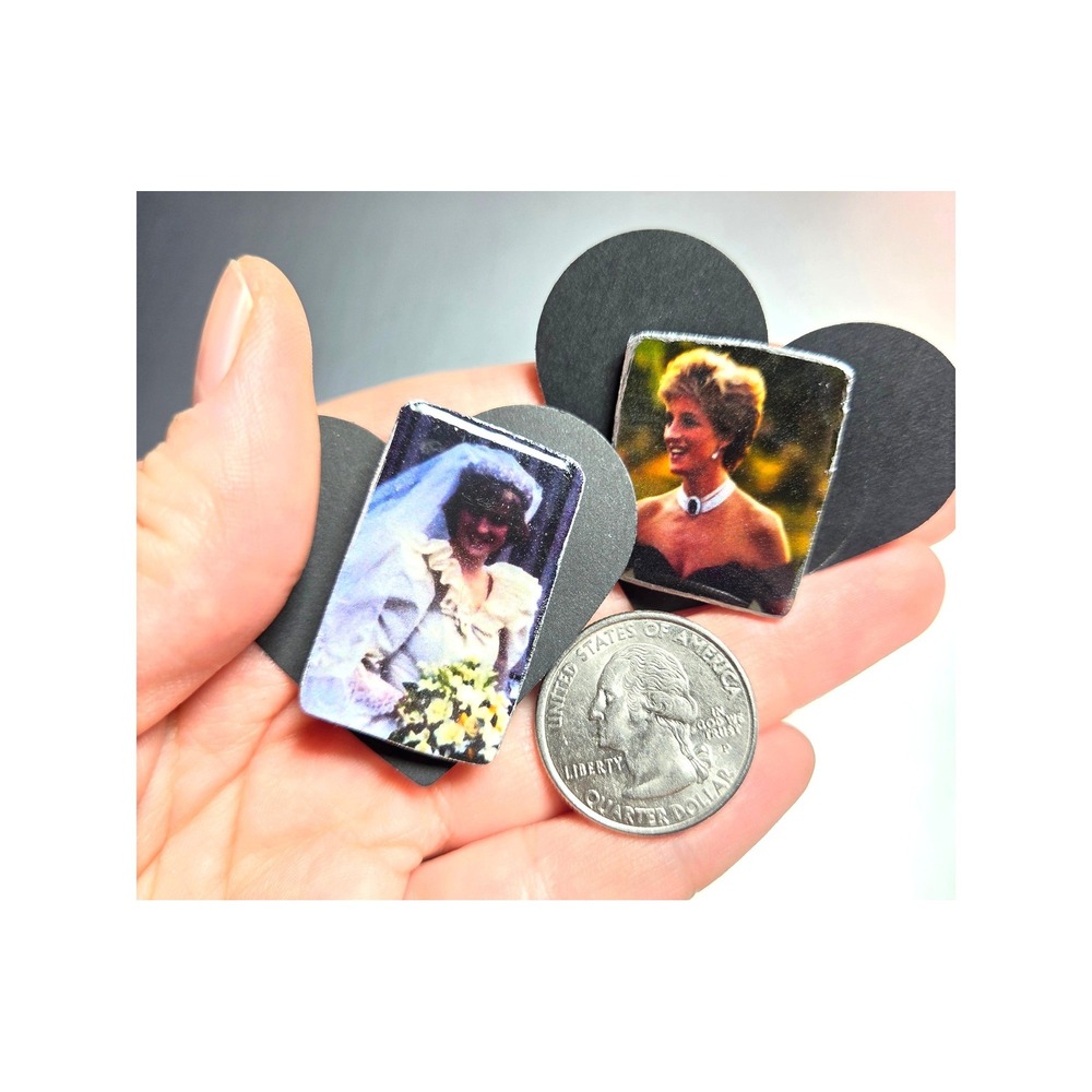 Handmade Lady Diana Pin Set 2x Royalcore British Queen of our Hearts Portrait